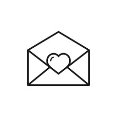 Heart Love Mail Letter Vector Line vector Icon.