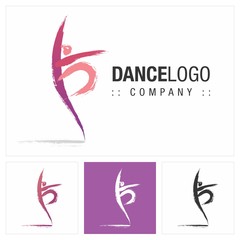 Fototapeta premium Dance (Music, Ballet, Sport, Fitness) Vector Symbol Company Logo (Logotype). People, Person, Body, Movement Icon Illustration. Elegant Modern Identity Concept Design Idea Brand Template.