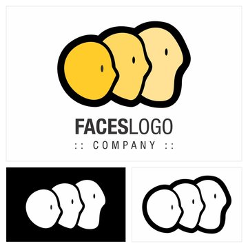 Faces (Profile) Vector Symbol Company Logo (Logotype). People, Person, Head, Growing, Development, Maturity Icon Illustration. Elegant And Modern Identity Concept Design Idea Brand Template.