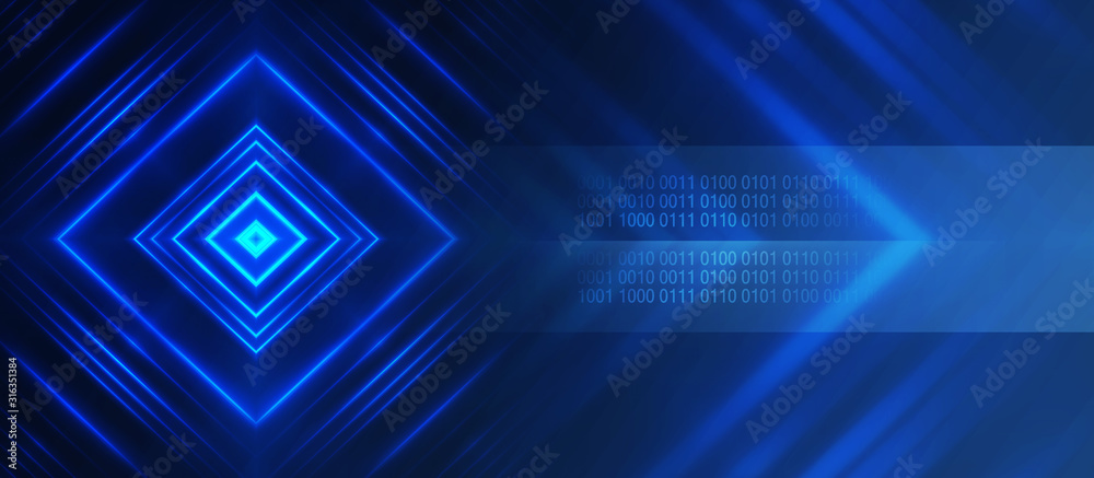 Poster tech abstract dark background. elements of technology, neon glow. empty copy space for your text.