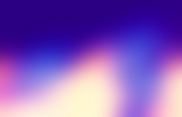 Pink yellow lights on deep blue violet empty background. Blurred dark iridescent texture. Abstract fantastic illustration. Defocused pattern.