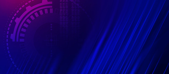 Tech abstract dark background. Elements of technology, neon glow. Empty copy space for your text.