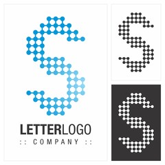 Letter S (Typography) Vector Symbol Company Logo (Logotype). Motherboard Connectors Technology Style Icon Illustration. Elegant Identity Concept Design Idea Brand Template.