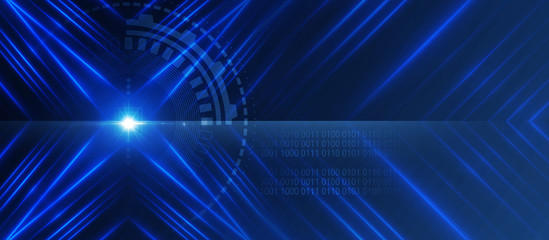 Tech abstract dark background. Elements of technology, neon glow. Empty copy space for your text.