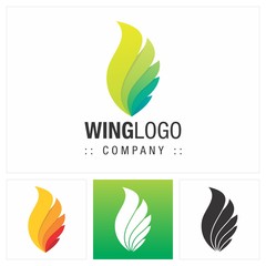 Wing (Fire) Vector Symbol Company Logo (Logotype). Layered, Gradient Color Icon Illustration. Elegant and Colorful Identity Concept Design Idea Template (Brand). 