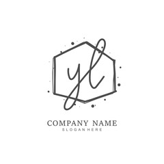 Handwritten initial letter Y L YL for identity and logo. Vector logo template with handwriting and signature style.