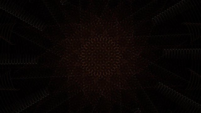 Concentric abstract patterns of psychedelic shapes evolve and fade to black