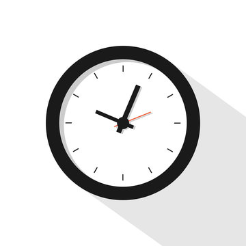 Flat long clock icon isolated on white background