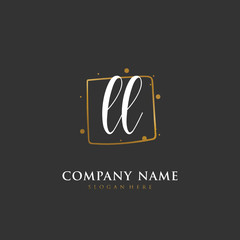 Handwritten initial letter L LL for identity and logo. Vector logo template with handwriting and signature style.