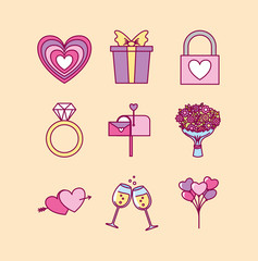 bundle of valentines day set icons