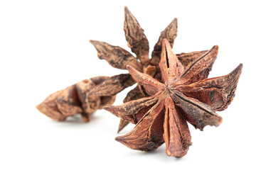 Group of star anise spice isolated on white background