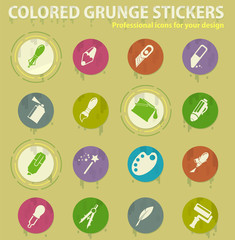 Fototapeta premium Design tools colored grunge icons