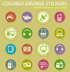 devices colored grunge icons