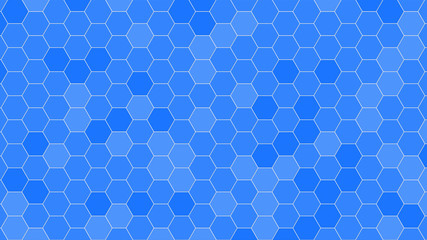 Honeycomb or Honey Grid tiled background of of light blue. Hexagonal cell texture. 