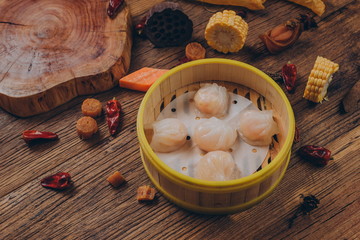 The traditional Asian breakfast delicacy shaobai is served in a steamer