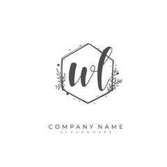  Handwritten initial letter W L WL for identity and logo. Vector logo template with handwriting and signature style.