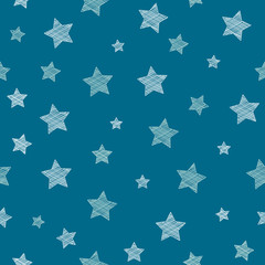 Hand drawn stars on a background - seamless pattern. Vector.