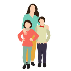 vector, isolated, mom and child in a flat style