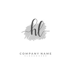  Handwritten initial letter H L HL for identity and logo. Vector logo template with handwriting and signature style.