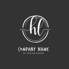  Handwritten initial letter H L HL for identity and logo. Vector logo template with handwriting and signature style.
