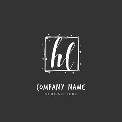  Handwritten initial letter H L HL for identity and logo. Vector logo template with handwriting and signature style.