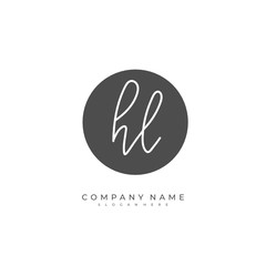  Handwritten initial letter H L HL for identity and logo. Vector logo template with handwriting and signature style.