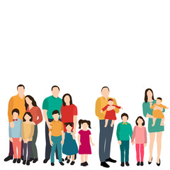 Obraz premium isolated, parents and children in a flat style, group