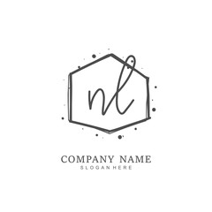 Handwritten initial letter N L NL for identity and logo. Vector logo template with handwriting and signature style.
