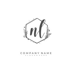 Handwritten initial letter N L NL for identity and logo. Vector logo template with handwriting and signature style.