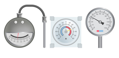 Pressure scale or thermometer, heating system dial isolated icon