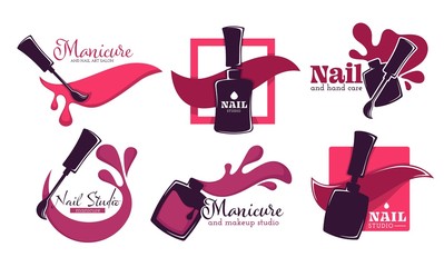 Manicure studio or nail salon service isolated icon