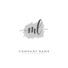 Handwritten initial letter M L ML for identity and logo. Vector logo template with handwriting and signature style.