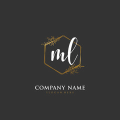 Handwritten initial letter M L ML for identity and logo. Vector logo template with handwriting and signature style.