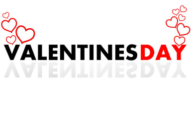 Fototapeta na wymiar Banner with Valentine s day text in mirror reflection on black background. Vector illustration