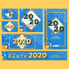 New year 2020 party social media post collection vector