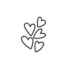 Obraz premium Hand drawn doodle set of hearts symbols isolated on white background. Line art vector design.Template for stickers, greeting scrapbooking, congratulations, invitations, planners, wedding, tattoo