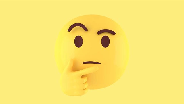 Animated Thinking Face Emoji on Yellow Background with Alpha Channel.