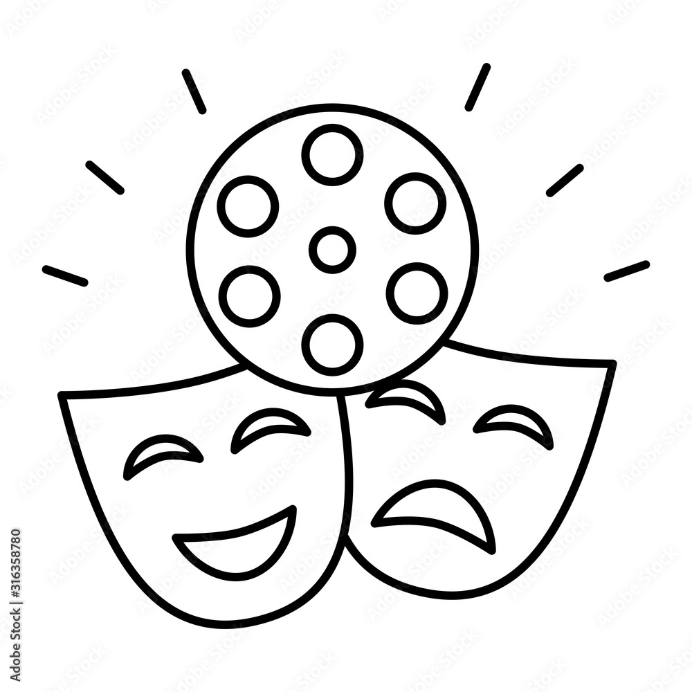 Poster theater mask isolated icon