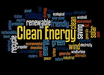 Clean energy word cloud concept 3