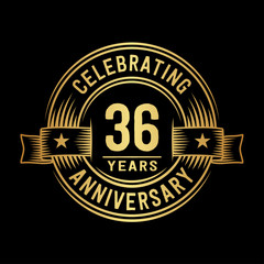 36 years anniversary celebration logotype. Vector and illustration.