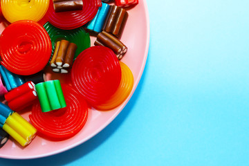 Birthday or party background with colorful candys.