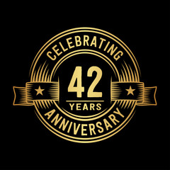 42 years anniversary celebration logotype. Vector and illustration.