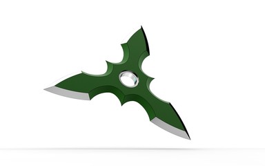3d illustration of ninja shuriken isolated on white
