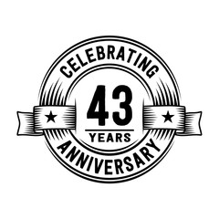 43 years anniversary celebration logotype. Vector and illustration.