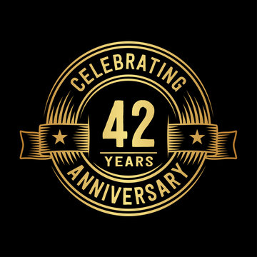 42 years anniversary celebration logotype. Vector and illustration.