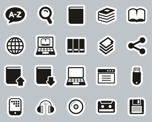 Dictionary or Glossary Icons Black & White Sticker Set Big