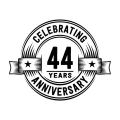 44 years anniversary celebration logotype. Vector and illustration.