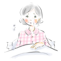 シニア女性　不眠　水彩