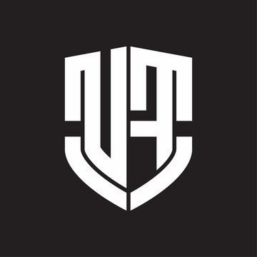 UF Logo monogram with emblem shield shape design isolated on black background