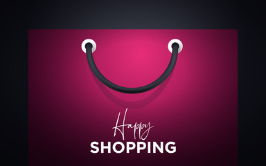 Colorful happy paper shopping bag handle for consumer protection, satisfaction guarenteed, client services etc. Vector EPS.